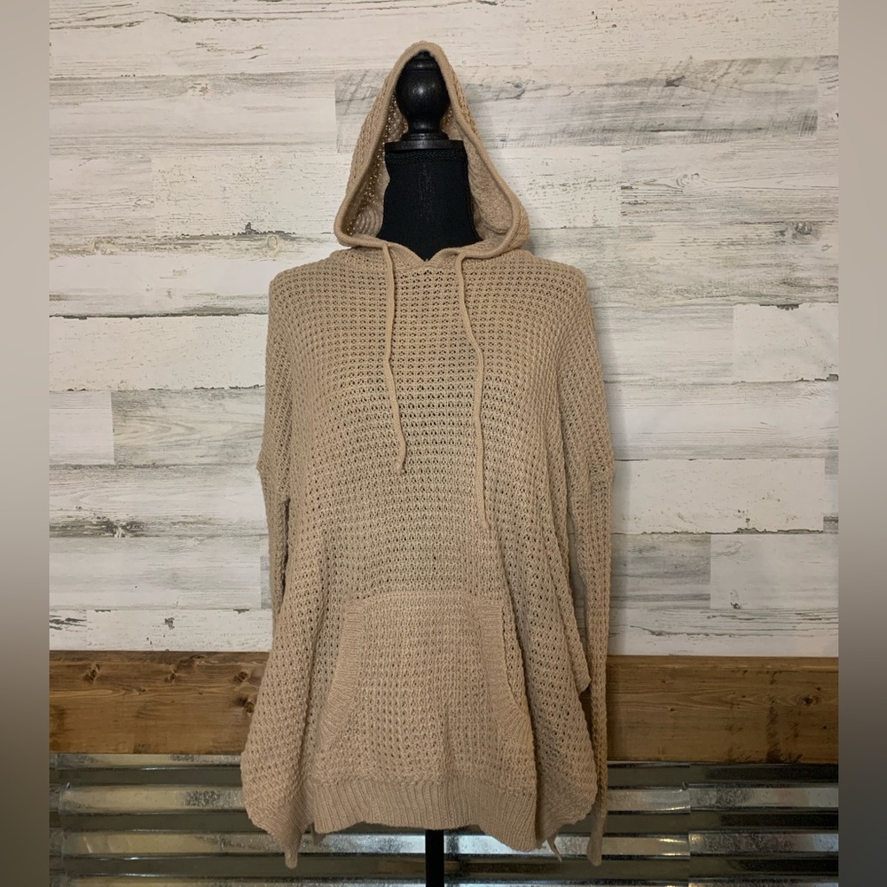 Rue 21 Tan Knit Hoodie With front Pocket size Medium